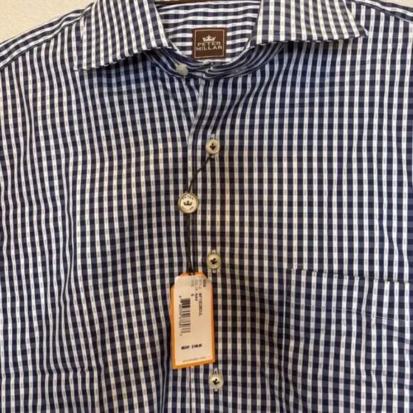 Peter Millar Gingham Button-Down Shirt – Navy/White (S, NWT) - Picture 6 of 6